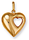 Gold pendant High polish 9ct gold Heart cutout heart, 2.1 grams.