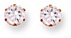 Gold stud earrings Clear zirconium High polish 9ct gold 6mm round