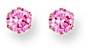 Gold stud earrings Pink CZ High polish 9ct gold 5mm round