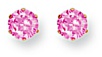 Gold stud earrings Pink CZ High polish 9ct gold 6mm round