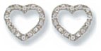 Gold stud earrings Clear zirconium High polish 9ct white gold 12mm w heart, 2.0 grams.