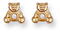 Gold stud earrings Clear zirconium High polish 9ct gold Teddy bear