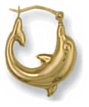 Gold hoop earrings High polish 9ct gold Dolphin 15mm, 0.9 grams.