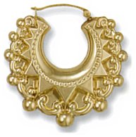 Gold hoop earrings High polish 9ct gold Ornate circle 31mm, 5.0 grams.