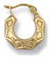 Gold hoop earrings High polish 9ct gold Triangle rounded ornate 12mm, 0.6 grams.