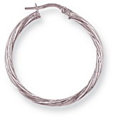 Gold hoop earrings High polish 9ct white gold Star twist 29mm, 1.3 grams.