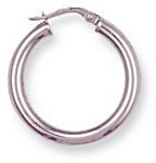 Gold hoop earrings High polish 9ct white gold Round 25mm, 1.5 grams.