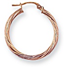 Gold hoop earrings High polish 9ct gold Star twist 23mm, 1 grams.