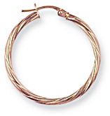 Gold hoop earrings High polish 9ct gold Star twist 29mm, 1.2 grams.
