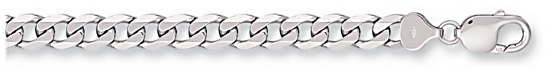 Gold chain High polish 9ct white gold 24 inch 7.5mm curb, 53.2 grams.