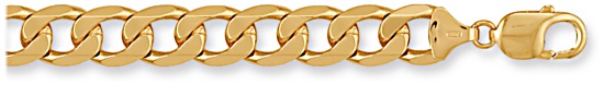 Gold chain High polish 9ct gold 22 inch 11mm by 2.7mm curb, 91 grams.