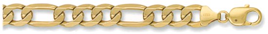 Gold chain High polish 9ct gold 28 inch 9mm figaro, 95.8 grams.