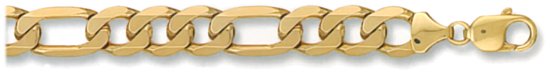Gold chain High polish 9ct gold 28 inch 10mm figaro, 107 grams.