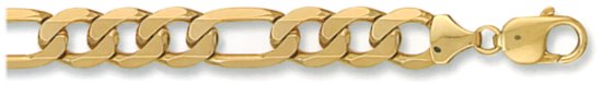 Gold chain High polish 9ct gold 28 inch 10.5mm figaro, 128 grams.