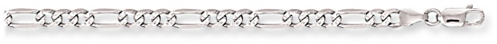 Gold chain High polish 9ct white gold 28 inch 4mm figaro embossed detailing, 21.6 grams.