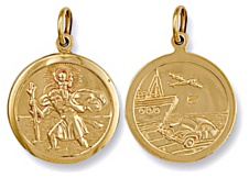 Gold pendant High polish 9ct gold St Christopher dble sided 22mm round, 5.0 grams.