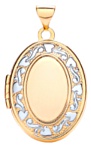 Gold pendant High polish 9ct white gold Oval full pattern
