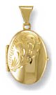Gold pendant High polish 9ct gold Oval small half pattern diagonal