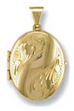 Gold pendant High polish 9ct gold Oval half pattern diagonal