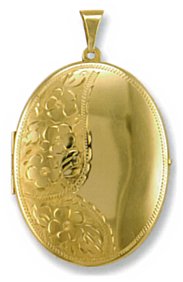 Gold pendant High polish 9ct gold Oval large half pattern
