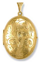 Gold pendant High polish 9ct gold Oval full pattern