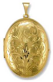 Gold pendant High polish 9ct gold Oval full pattern