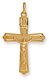 Gold pendant High polish 9ct gold 52mm crucifix cutout, 3.4 grams.