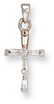 Gold pendant High polish 9ct white gold 27mm cross with drop, 1.6 grams.