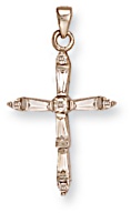 Gold pendant High polish 9ct white gold 36mm cross with drop, 2.8 grams.