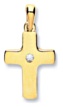 Gold pendant High polish 9ct white gold Clear zirconium 36mm cross jewelled, 3.1 grams.