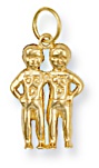 Gold pendant High polish 9ct gold Gemini, 1.9 grams.