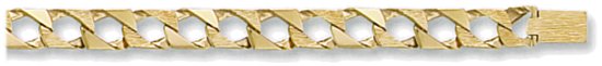 Gold bracelet High polish Bark effect 9ct gold 7mm curb square, 11 grams.