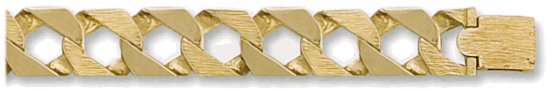 Gold bracelet High polish Bark effect 9ct gold 13mm curb square, 52 grams.