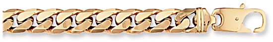 Gold bracelet High polish 9ct gold 10mm curb tight link, 61 grams.