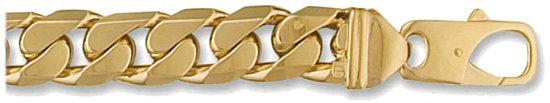 Gold bracelet High polish 9ct gold 16mm curb tight link, 138 grams.