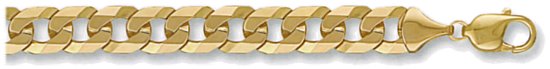 Gold bracelet High polish 9ct gold 9.5mm curb flat angular, 21.8 grams.