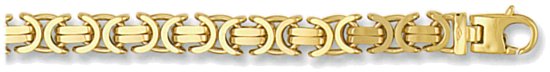 Gold bracelet High polish 9ct gold 8mm Byzantine, 35 grams.