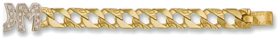 Gold bracelet High polish 9ct gold 8mm curb square MUM bicolor, 13.5 grams.