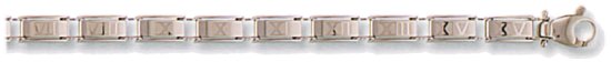 Gold bracelet High polish 9ct white gold 5.5mm Roman numerals, 9.4 grams.