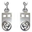 Silver drop earrings Sand blasted Sterling Silver R Mackintosh style