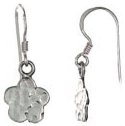 Silver drop earrings Hammered Sterling Silver Flat flower