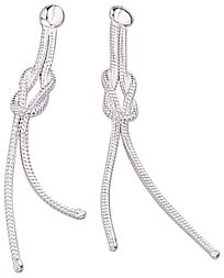 Silver drop earrings High polish Sterling Silver Love knot snake