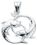 Silver pendant High polish Sterling Silver Pisces, 4.2 grams.