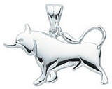 Silver pendant High polish Sterling Silver Taurus, 4.2 grams.
