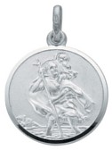Silver pendant 24mm diameter High polish Sterling Silver St Christopher large, 6.8 grams.