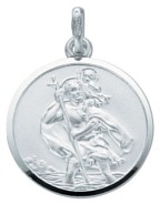 Silver pendant High polish Sterling Silver St Christopher extra large, 8.7 grams.