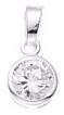 Silver pendant Clear zirconium High polish Sterling Silver Round