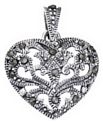 Silver pendant Marcasite Sterling Silver Heart cutout