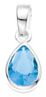 Silver pendant Blue glass High polish Sterling Silver Tear light blue