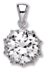 Silver pendant Clear zirconium High polish Sterling Silver Round brilliant cut jewel, 2.8 grams.